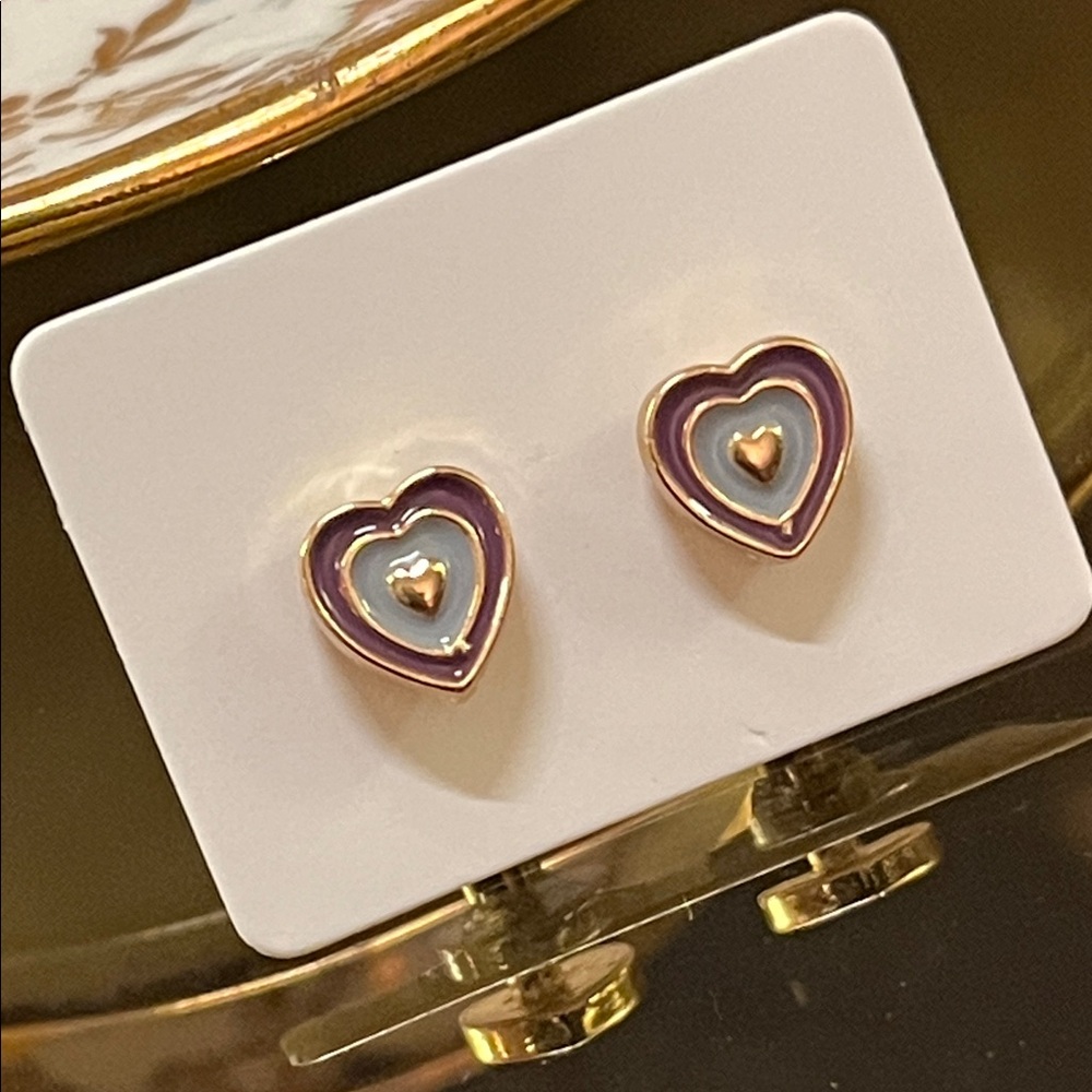 Multicolored Heart Stud Earrings